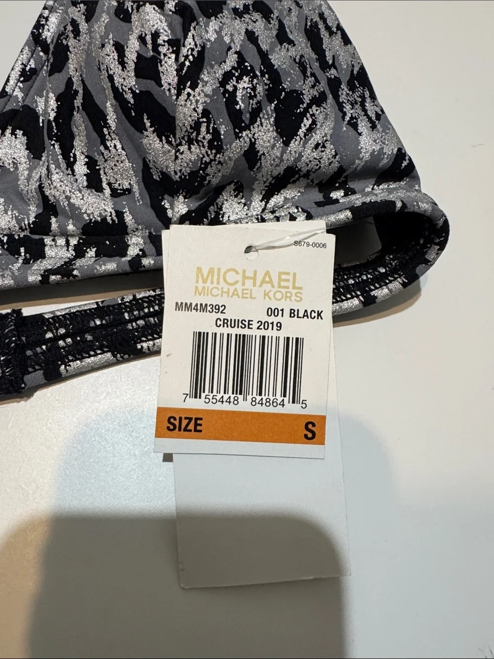 Michael Kors Silver & Black Animal Print Bikini Top NWT size S